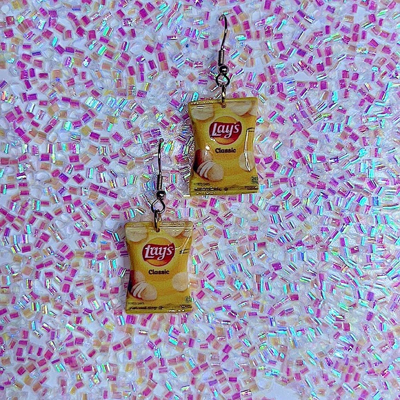 Potato Chip Dangle Earrings - Picture 1 of 17
